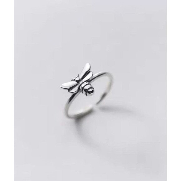 925 Sterling Silver Bumble Bee Ring Adjustable Symbol Of Wisdom Birth & Rebirth - Picture 3 of 9